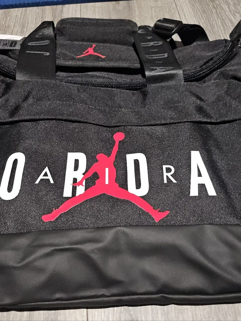 Jordan Black Duffel Bag with Red Jumpman